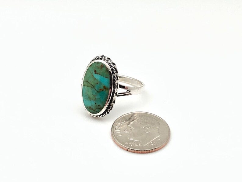 Braided Silver Oval Turquoise Ring | Yellowstone Spirit Southwestern Collection Rings ObjectsOfBeauty Southwest 