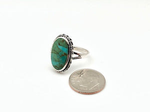 Braided Silver Oval Turquoise Ring | Yellowstone Spirit Southwestern Collection Rings ObjectsOfBeauty Southwest 