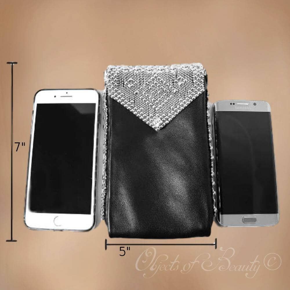 Brienne Liquid Metal Leather Cell Phone Bag | SG Liquid Silver Mesh Purses and Bags Sergio Gutierrez Liquid Metal Jewelry 