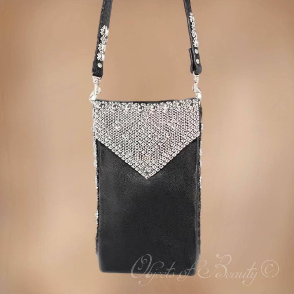 Brienne Liquid Metal Leather Cell Phone Bag | SG Liquid Silver Mesh Purses and Bags Sergio Gutierrez Liquid Metal Jewelry 