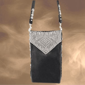 Brienne Liquid Metal Leather Cell Phone Bag | SG Liquid Silver Mesh Purses and Bags Sergio Gutierrez Liquid Metal Jewelry 