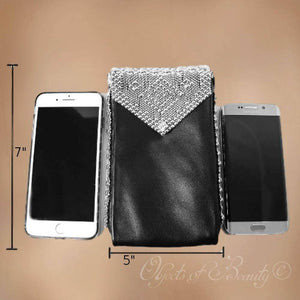 Brienne Liquid Metal Leather Cell Phone Bag | SG Liquid Silver Mesh Purses and Bags Sergio Gutierrez Liquid Metal Jewelry 