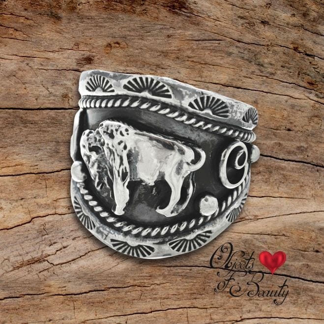 Buffalo Sterling Silver Men's Ring | Yellowstone Spirit Southwestern & Spirit Animal Collection rings Objects of Beauty 