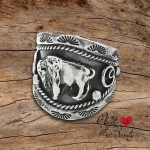 Buffalo Sterling Silver Men's Ring | Yellowstone Spirit Southwestern & Spirit Animal Collection rings Objects of Beauty 