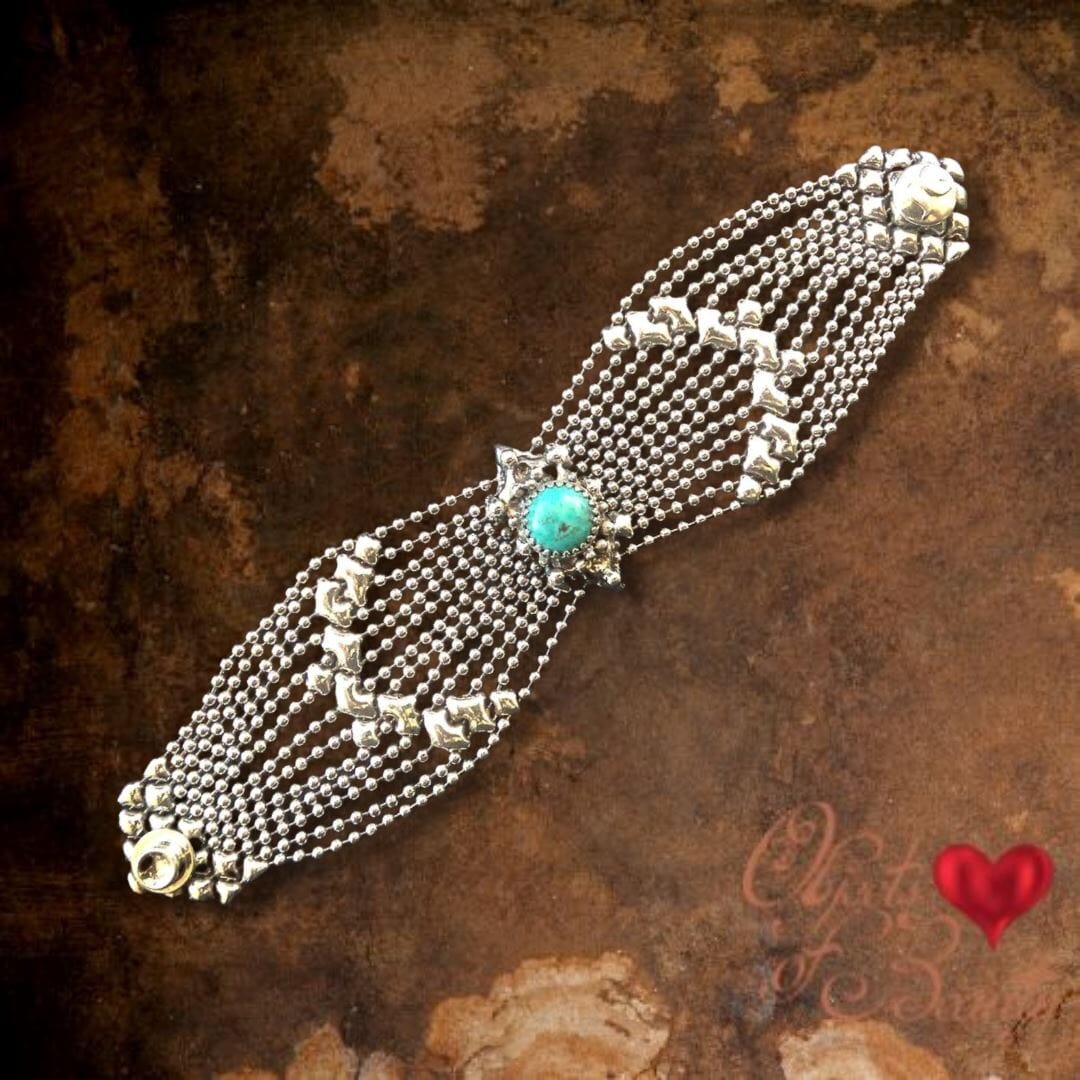 California Trouble Turquoise SG Liquid Metal Bracelet | Yellowstone Spirit Southwestern Collection Bracelets Sergio Gutierrez Liquid Metal Jewelry 