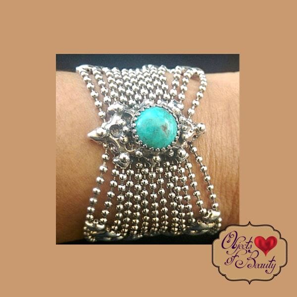 California Trouble Turquoise SG Liquid Metal Bracelet | Yellowstone Spirit Southwestern Collection Bracelets Sergio Gutierrez Liquid Metal Jewelry 