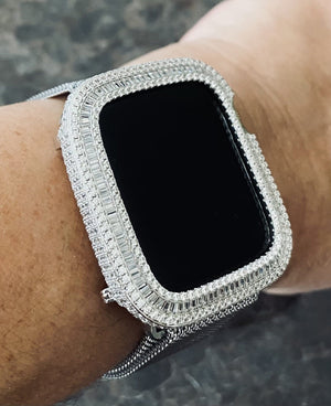 Candy; The Bling of All Blings Baguette Crystal Apple Watch 7 Bezel Watch Accessories EMJ 