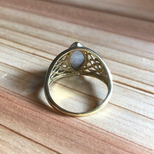 Celtic Marquis Cut Opal Gold Ring ~ One of a kind size 9 Ring Objects of Beauty 