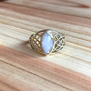 Celtic Marquis Cut Opal Gold Ring ~ One of a kind size 9 Ring Objects of Beauty 