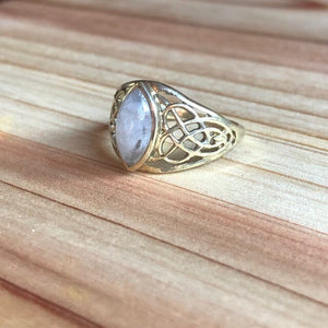 Celtic Marquis Cut Opal Gold Ring ~ One of a kind size 9 Ring Objects of Beauty 
