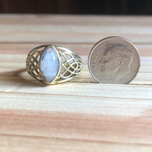 Celtic Marquis Cut Opal Gold Ring ~ One of a kind size 9 Ring Objects of Beauty 