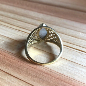 Celtic Marquis Cut Opal Gold Ring ~ One of a kind size 9 Ring Objects of Beauty 