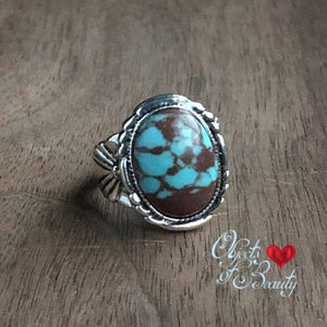 Chunky Turquoise Sterling Silver Ring | Yellowstone Spirit Southwestern Collection Rings ObjectsOfBeauty Southwest 