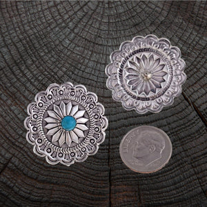 Concho Star Flower Turquoise Earrings Stud Back | Native American Crafted Turquoise Earrings ObjectsOfBeauty Southwest 