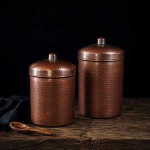 Copper Canisters Peacock Finish Sets and Individual | Sertodo Copper | Yellowstone Spirit Southwestern Collection Copper Canisters Objects of Beauty 2 Piece Large Canister Set 