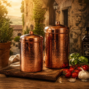 Copper Canisters Shiny Finish Set & individuals | SertodoCopper | Yellowstone Spirit Southwestern Collection Copper Canisters Objects of Beauty 2 Piece Large Canister Set 