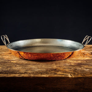 Copper Paella Pan | Sertodo Copper | Yellowstone Spirit Southwestern Collection Copper Pans Sertodo Copper 18″ Diameter ~ Serves 10-12 adults Recycled Copper 