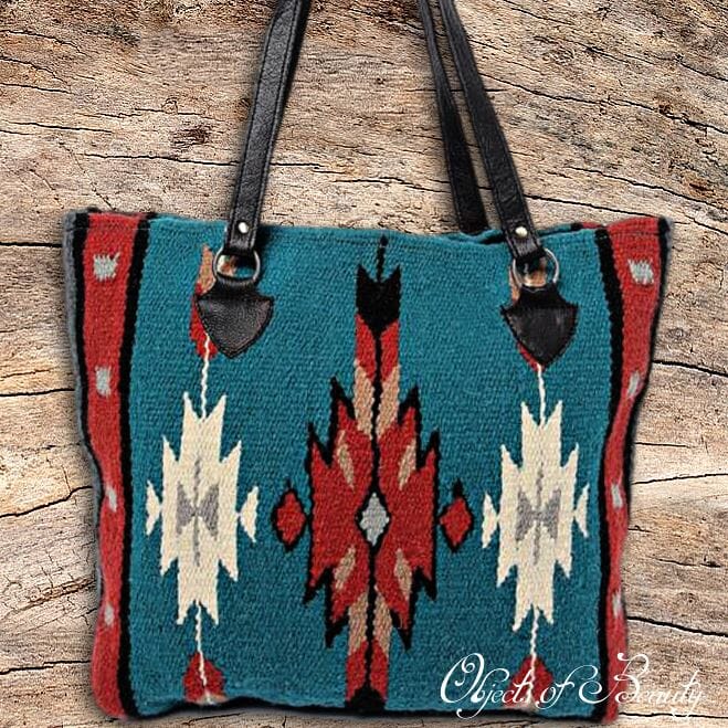 Cripple Creek Southwestern Wool Tote | Yellowstone Spirit Southwestern Collection Handwoven Wool Tote Objects of Beauty Southwest 