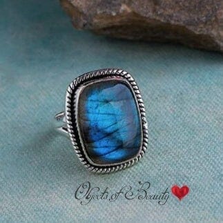 Deep Lake Labradorite Silver Ring Rings Objects Of Beauty Southwest 