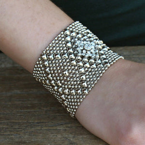 Diamond Bloom SG Liquid Silver Bracelet Bracelets Sergio Gutierrez Liquid Metal Jewelry 