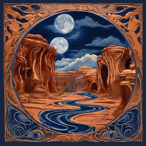 Double Moon Haunted Canyon | Andrea Record Fine Art | Yellowstone Spirit Southwestern Collection Painting Print Andrea Record Fine Art 