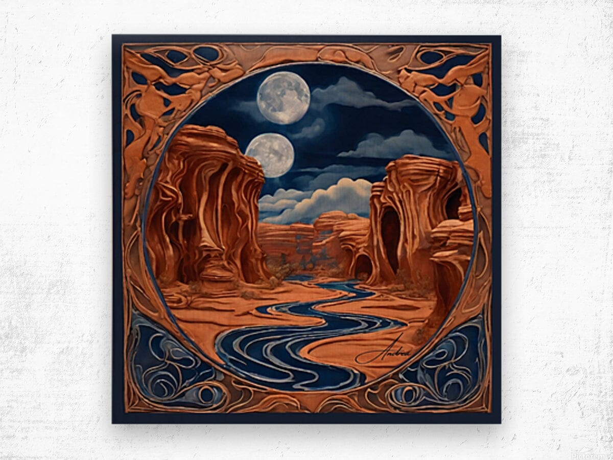 Double Moon Haunted Canyon | Andrea Record Fine Art | Yellowstone Spirit Southwestern Collection Painting Print Andrea Record Fine Art 