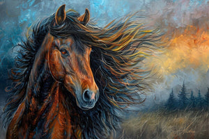 Electra Bay Morgan Print | Andrea Record Fine Art | Yellowstone Spirit Southwestern Collection Painting Print Objects Of Beauty Southwest Giclee Poster Satin Photo Paper Print 8x5inches (21x13cm) 