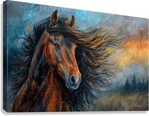 Electra Bay Morgan Print | Andrea Record Fine Art | Yellowstone Spirit Southwestern Collection Painting Print Objects Of Beauty Southwest Giclée Stretched Canvas Print 8x5inches (21x13cm) 