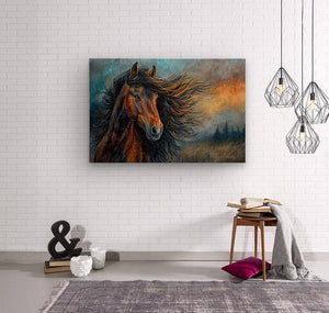 Electra Bay Morgan Print | Andrea Record Fine Art | Yellowstone Spirit Southwestern Collection Painting Print Objects Of Beauty Southwest Wood Print 8x5inches (21x13cm) 