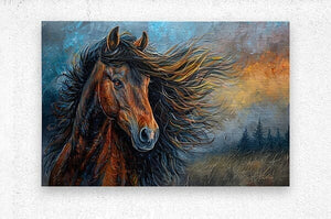 Electra Bay Morgan Print | Andrea Record Fine Art | Yellowstone Spirit Southwestern Collection Painting Print Objects Of Beauty Southwest Brushed Metal Print 8x5inches (21x13cm) 