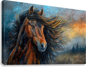 Electra Bay Morgan Print | Andrea Record Fine Art | Yellowstone Spirit Southwestern Collection Painting Print Objects Of Beauty Southwest Giclée Stretched Canvas Print 8x5inches (21x13cm) 