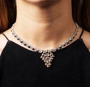 Elissa Stainless Steel w Rose Titanium SG Liquid Metal Necklace | Yellowstone Spirit liquid metal necklace Sergio Gutierrez Liquid Metal Jewelry 