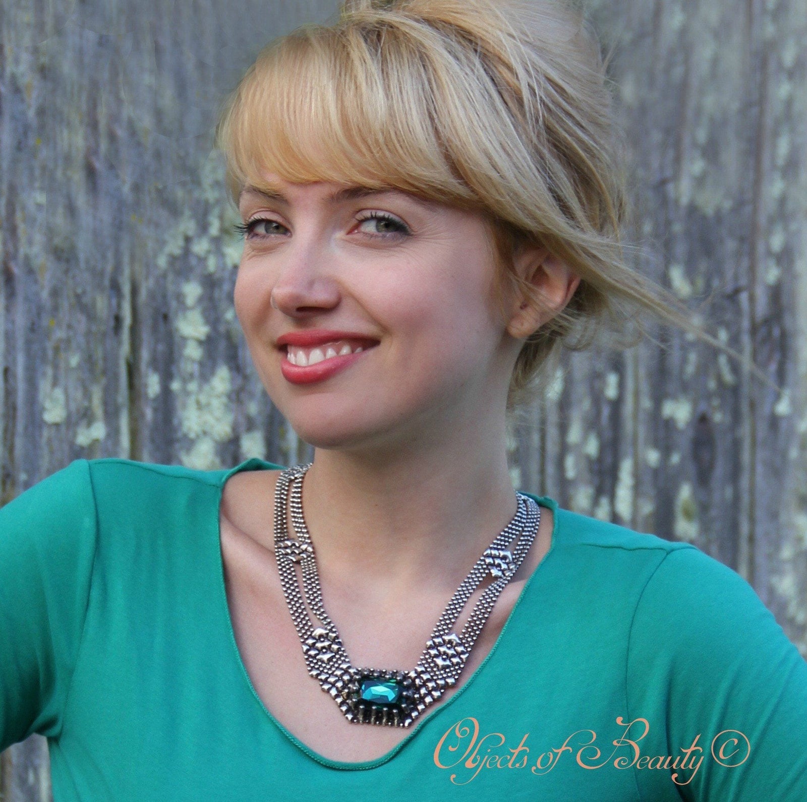 Emerald Waters SG Liquid Silver Necklace | Yellowstone Spirit Southwestern Collection Necklaces Sergio Gutierrez Liquid Metal Jewelry 