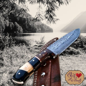 Exotic Handmade Damascus Straight Blade Knife | Yellowstone Spirit Southwestern Collection Hunting & Survival Knives ObjectsOfBeauty Southwest 