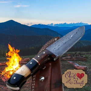 Exotic Handmade Damascus Straight Blade Knife | Yellowstone Spirit Southwestern Collection Hunting & Survival Knives ObjectsOfBeauty Southwest 