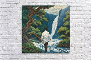 Falls at the Wild Sapphire River | Andrea Record Fine Art | Yellowstone Spirit Southwestern Collection Painting Print Objects Of Beauty Southwest 
