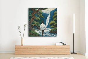 Falls at the Wild Sapphire River | Andrea Record Fine Art | Yellowstone Spirit Southwestern Collection Painting Print Objects Of Beauty Southwest 
