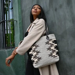 Feathered Beings Wool Tote | Yellowstone Spirit Southwestern Collection Handwoven Wool Tote Objects of Beauty Southwest 