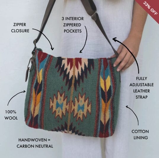 Flight of the Butterfly Wool Shoulder Bag * | LAST ONE! | Yellowstone Spirit Southwestern Collection Wool Bag Manos Zapotecas 