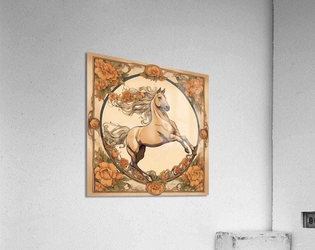 Flying Palomino | Andrea Record Fine Art | Yellowstone Spirit Southwestern Collection Painting Print Andrea Record Fine Art Acrylic Print 8x8inches (21x21cm) 