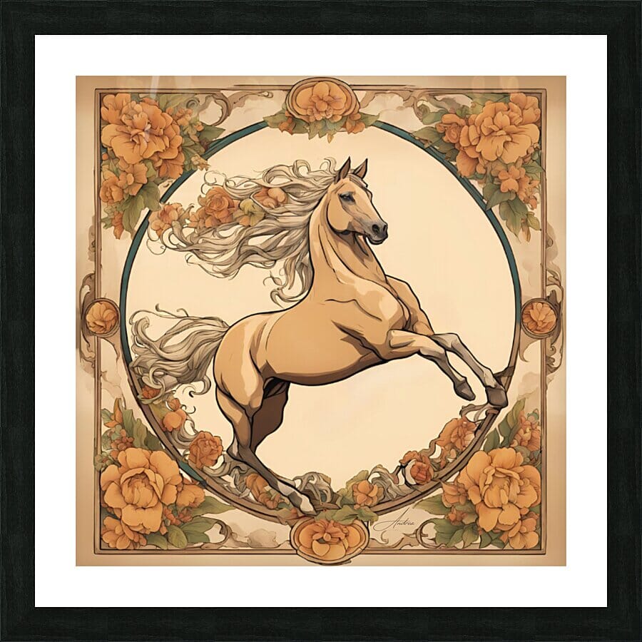 Flying Palomino | Andrea Record Fine Art | Yellowstone Spirit Southwestern Collection Painting Print Andrea Record Fine Art Framed Print 8x8inches (21x21cm) 