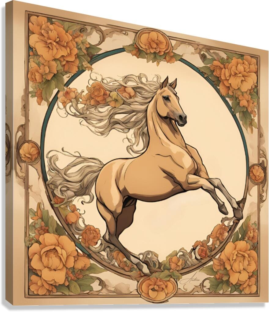 Flying Palomino | Andrea Record Fine Art | Yellowstone Spirit Southwestern Collection Painting Print Andrea Record Fine Art Giclée Stretched Canvas Print 8x8inches (21x21cm) 