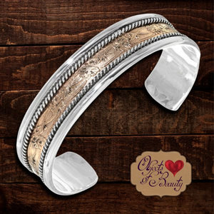 Gold-Silver Navajo Cuff Western Bracelet | Yellowstone Spirit Southwestern Collection Cuff Bracelet Objects Of Beauty Southwest 