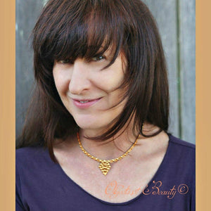 Golden Samantha's Diamond SG Liquid Metal Necklace Necklaces Sergio Gutierrez Liquid Metal Jewelry 24K Bright Gold Plate 