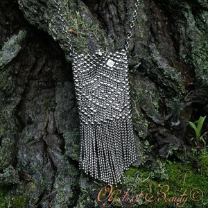 Guinevere Fringe Mesh Bag | SG Liquid Silver Purses and Bags Sergio Gutierrez Liquid Metal Jewelry 