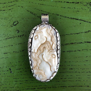 Horse Couple Carved Bone Pendant Necklace | Spirit Animal, Horse and Yellowstone Spirit Southwestern Collections Collections Objects of Beauty Southwest 