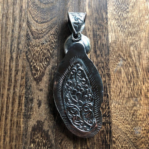 Horse Pendant Carved Bone w Turquoise Disc Large | Yellowstone Collection Necklaces Objects of Beauty Southwest 