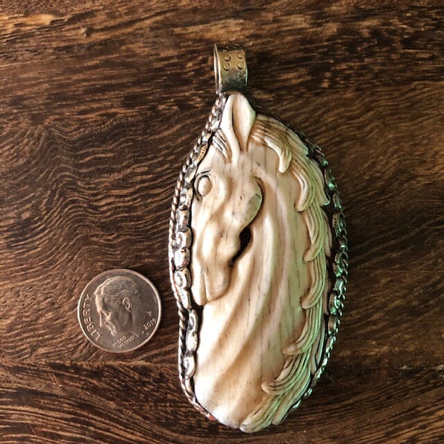 Horse w/ Curly Mane Carved Pendant Necklace | Yellowstone Spirit Southwestern and Spirit Animal & Horse Collections Charms & Pendants Objects of Beauty Southwest 