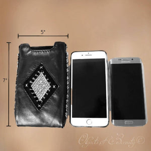 Indira Liquid Metal Leather Cell Phone Bag | SG Liquid Silver Mesh Purses and Bags Sergio Gutierrez Liquid Metal Jewelry 