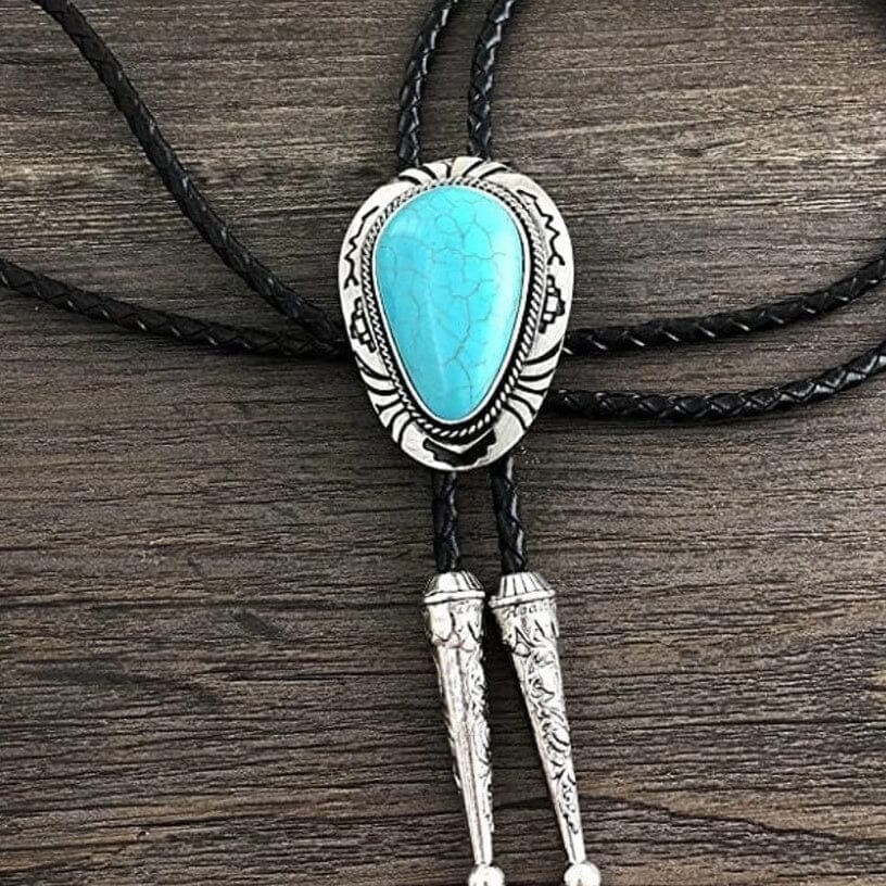 Inverse Turquoise Teardrop Bolo Tie | Yellowstone Spirit Southwestern Collection Turquoise Necklace Objects of Beauty Southwest 